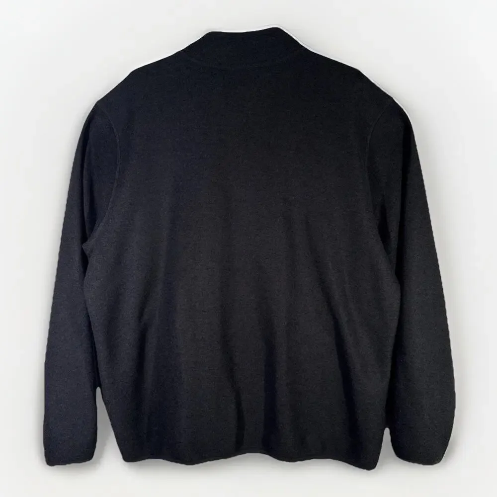 Eddie Bauer Mens 2XL Black Sweater Fleece Pullover 1/4 Quarter Snap Mock Neck